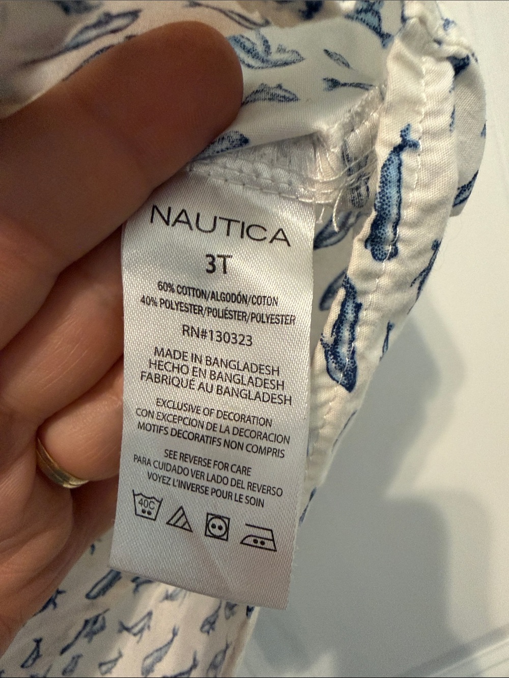 Nautica White Short-Sleeve Button-Down with Blue Whale Print - Picture 4 of 4